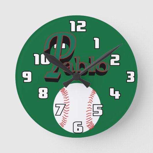 Pablo Baseball Clock Runde Wanduhr (Vorderseite)