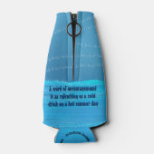 Pablo der Pinguin, mit Anführungsflasche cooler Flaschenkühler (Rückseite)