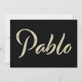 Pablo Name white gold Handwriting Karte (Vorderseite)