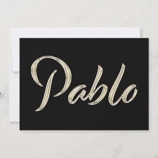 Pablo Name white gold Handwriting Karte (Vorderseite)