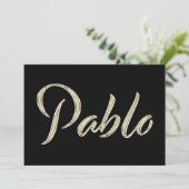 Pablo Name white gold Handwriting Karte (Stehend Vorderseite)