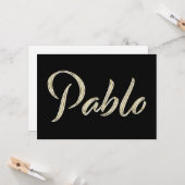 Pablo Name white gold Handwriting Karte (Vorderseite/Rückseite Beispiel)