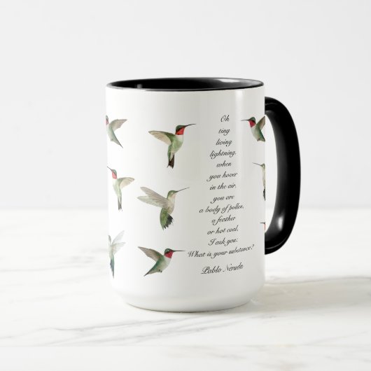 Pablo Neruda Hummingbird Gedicht Tasse (VorderseiteRechts)