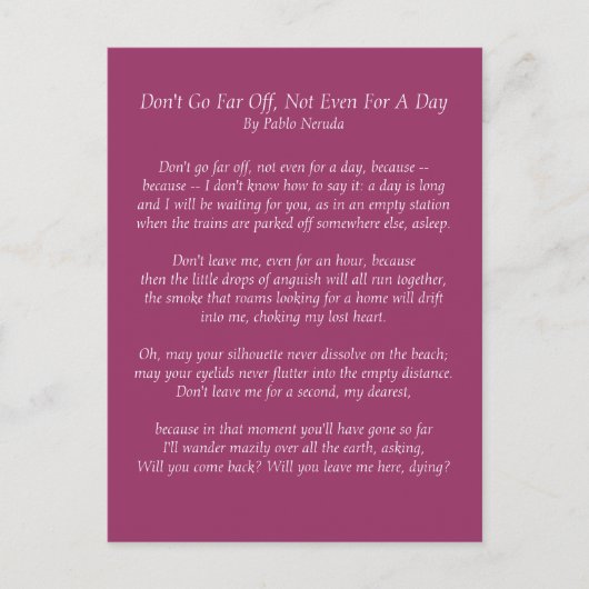 Pablo Neruda Postcard Postkarte (Vorderseite)