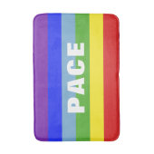 Pace – Peace – Frieden – Rainbow Color Regenbogen Badematte (Vorderseite Vertikal)