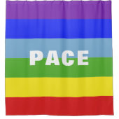 Pace – Peace – Frieden – Rainbow Color Regenbogen Duschvorhang (Vorderseite)