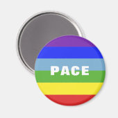 Pace - Peace - Frieden - Rainbow Color Regenbogen Magnet (Vorderseite/Rückseite)