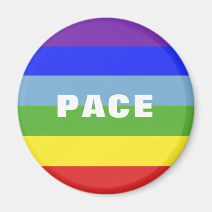 Pace - Peace - Frieden - Rainbow Color Regenbogen Magnet