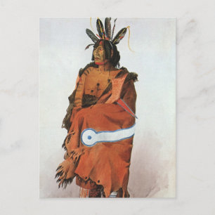 Pachtuwa-Chta, Arikara-Kriegerporträt von Bodmer Postkarte