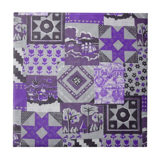 Pachwork Quilt Keramik Tile Fliese (Vorderseite)