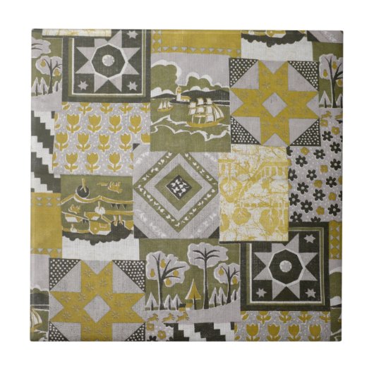 Pachwork Quilt Keramik Tile Fliese (Vorderseite)
