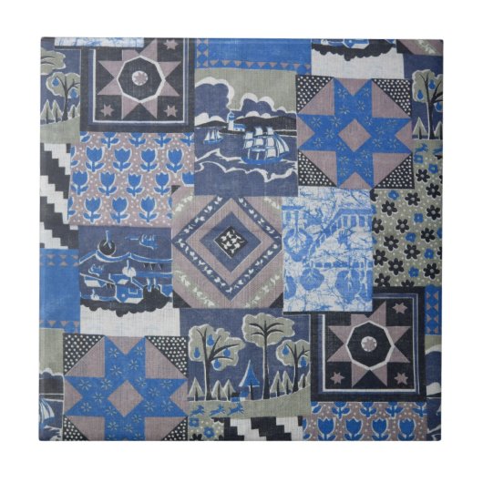 Pachwork Quilt Keramik Tile Fliese (Vorderseite)