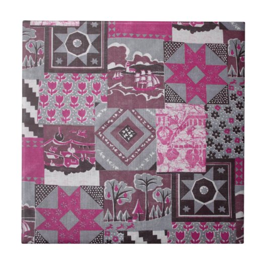 Pachwork Quilt Keramik Tile Fliese (Vorderseite)