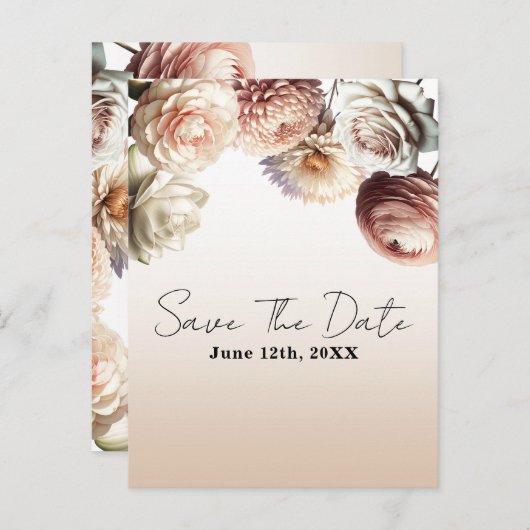 Pachy Pink Creamy Weiße Blume Save the Date Ankündigungspostkarte (Vorne/Hinten)