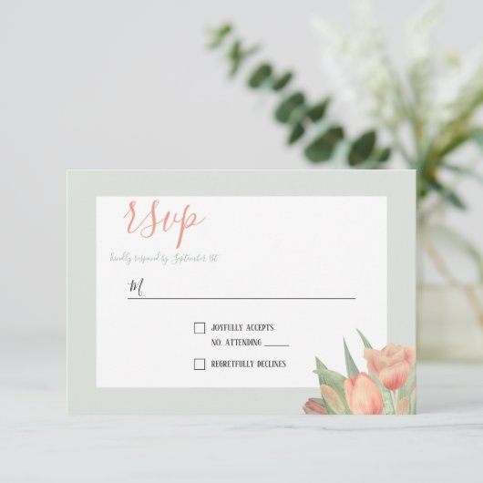 Pachy Pink & Mint Frühlingshuppen RSVP Karte (Stehend Vorderseite)