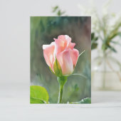 Pachy Pink Rose Bud Art Flat Note Card Dankeskarte (Stehend Vorderseite)