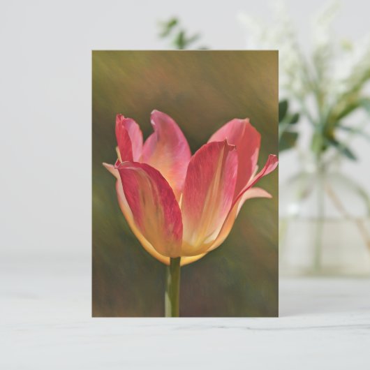 Pachy Pink Tulip Art Flat Note Card Dankeskarte (Stehend Vorderseite)
