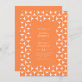 Pachy Pink und Orange Mid Century Mod Hochzeit Einladung (Vorne/Hinten)