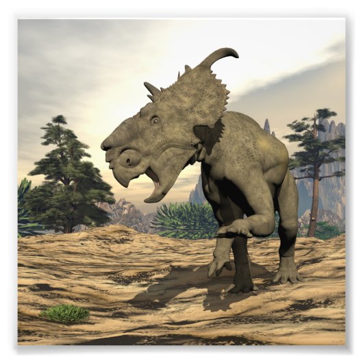 Pachyrhinosaurus dinosaurier brüllen - 3D rendern Fotodruck (Vorne)