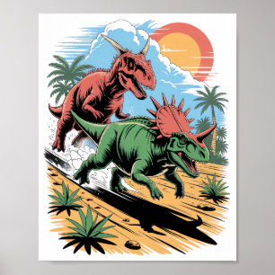 Pachyrhinosaurus, vorbei an einem Carnotaurus Poster