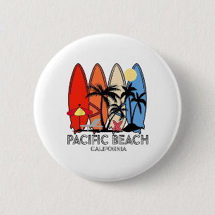 Pacific Beach Kalifornien Retro-Surfbrett Vintage Button