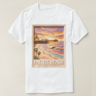 Pacific Beach San Diego 3D Texturierte Surfing Rei T-Shirt
