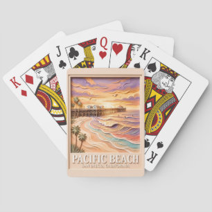 Pacific Beach San Diego 3D texturiertes Surfen Rei Spielkarten