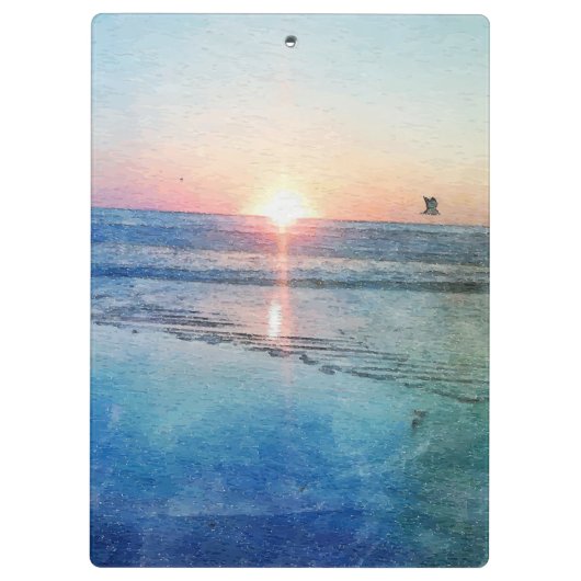 Pacific Beach Sunset Watercolor Klemmbrett (Rückseite)