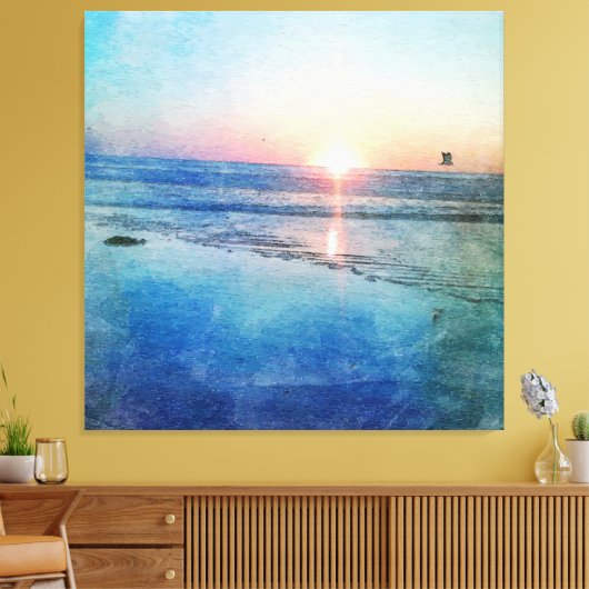 Pacific Beach Sunset Watercolor Leinwanddruck (Insitu (Wohnzimmer))