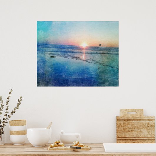 Pacific Beach Sunset Watercolor Poster (Küche)