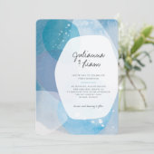 Pacific Blue Wedding Einladung (Stehend Vorderseite)