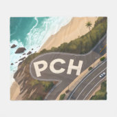 Pacific Coast Highway Aerial Travel Art Fleecedecke (Vorderseite (Horizontal))