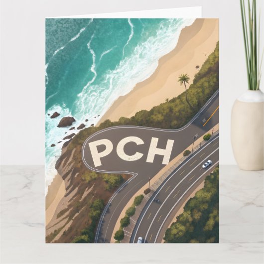 Pacific Coast Highway Aerial Travel Art Karte (Vorderseite)