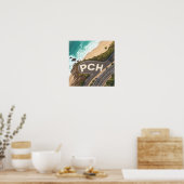 Pacific Coast Highway Aerial Travel Art Poster (Küche)