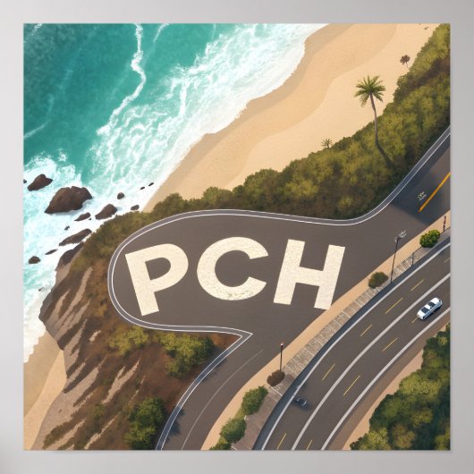 Pacific Coast Highway Aerial Travel Art Poster (Vorne)