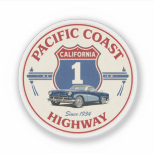 Pacific Coast Highway CLASSICCAR Kalifornien Route Aufkleber