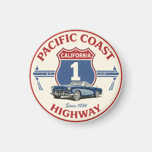 Pacific Coast Highway CLASSICCAR Kalifornien Route Magnet