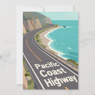 Pacific Coast Highway Grafik Reise Kunst Feiertagskarte
