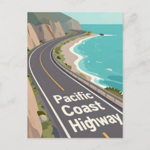 Pacific Coast Highway Grafik-Reise-Kunst Feiertagspostkarte
