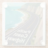 Pacific Coast Highway Grafik-Reise-Kunst Glasuntersetzer (Rückseite)
