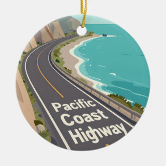 Pacific Coast Highway Grafik-Reise-Kunst Keramik Ornament