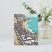 Pacific Coast Highway Grafik-Reise-Kunst Postkarte (Stehend Vorderseite)