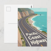 Pacific Coast Highway Grafik-Reise-Kunst Postkarte (Vorne/Hinten)