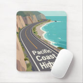 Pacific Coast Highway Grafische Reise Kunst Mousepad (Mit Mouse)