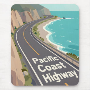 Pacific Coast Highway Grafische Reise Kunst Mousepad