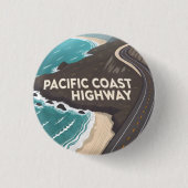 Pacific Coast Highway Graphic Travel Art Button (Vorderseite)