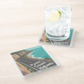 Pacific Coast Highway Graphic Travel Art Glasuntersetzer (Schrägansicht)