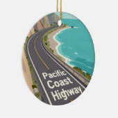 Pacific Coast Highway Graphic Travel Art Keramik Ornament (Rechts)