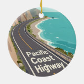 Pacific Coast Highway Graphic Travel Art Keramik Ornament (Hinten)