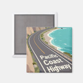 Pacific Coast Highway Graphic Travel Art Magnet (Vorderseite/Rückseite)
